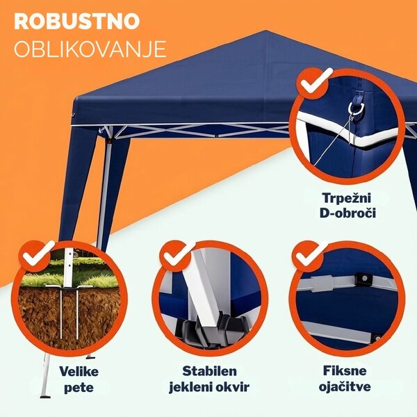 Paviljon za zabave CAPRI PLUS z 2 stranskima stenama, 3×3 m, modra Casaria