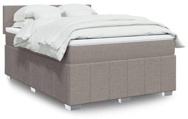 VidaXL Box spring postelja z vzmetnico taupe 140x190 cm blago