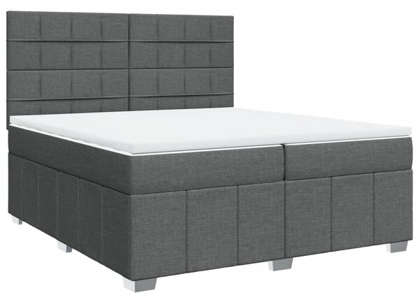 VidaXL Box spring postelja z vzmetnico temno siva 200x200 cm blago