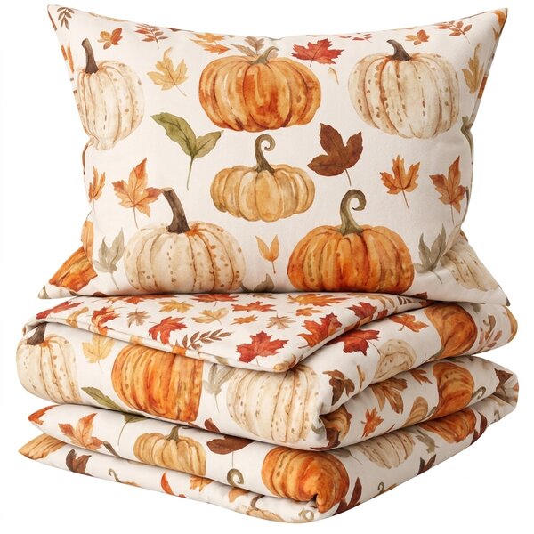 Flanelasta posteljnina LEAVES & PUMPKINS barvna Dimenzije posteljnine: 70 x 90 cm | 140 x 200 cm