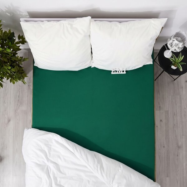 Posteljna rjuha temno zelena jersey EMI, Otroška rjuha 60x120