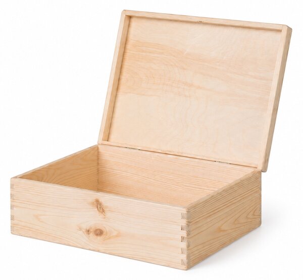 ATMOWOOD Lesena škatla s pokrovom 40 x 30 x 14 cm brez ročajev
