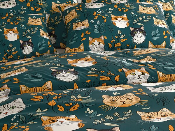 Posteljnina iz polibombaža CATTAMI POLY temno zelena Dimenzije posteljnine: 70 x 90 cm | 140 x 200 cm
