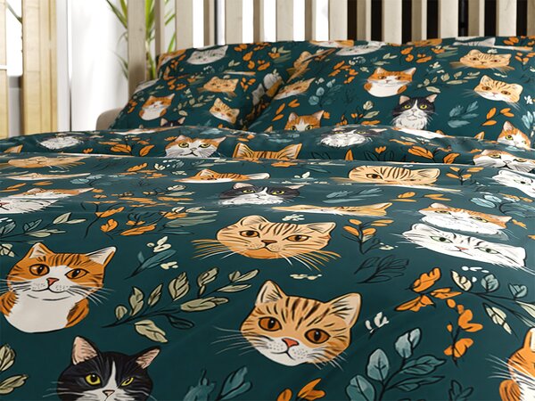 Posteljnina iz polibombaža CATTAMI POLY temno zelena Dimenzije posteljnine: 70 x 90 cm | 140 x 200 cm