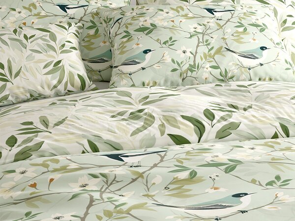 Posteljnina iz polibombaža FLORIBIRD POLY zelena Dimenzije posteljnine: 70 x 90 cm | 140 x 200 cm