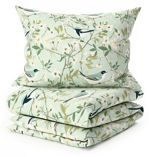 Posteljnina iz polibombaža FLORIBIRD POLY zelena Dimenzije posteljnine: 70 x 90 cm | 140 x 200 cm