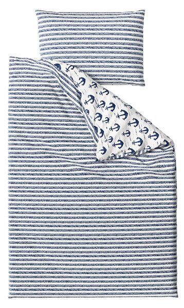 Posteljnina iz polibombaža NAVYSTA POLY modro-bela Dimenzije posteljnine: 70 x 90 cm | 140 x 200 cm