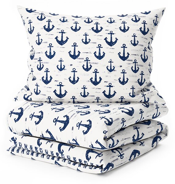 Posteljnina iz polibombaža NAVYSTA POLY modro-bela Dimenzije posteljnine: 70 x 90 cm | 140 x 200 cm