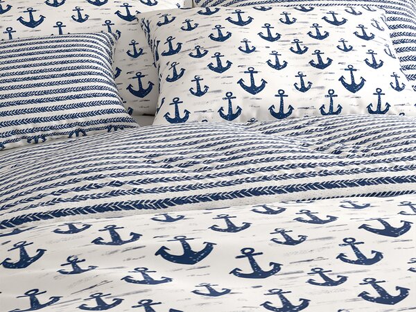 Posteljnina iz polibombaža NAVYSTA POLY modro-bela Dimenzije posteljnine: 70 x 90 cm | 140 x 200 cm