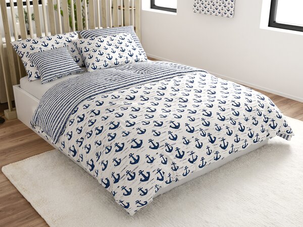 Posteljnina iz polibombaža NAVYSTA POLY modro-bela Dimenzije posteljnine: 70 x 90 cm | 140 x 200 cm