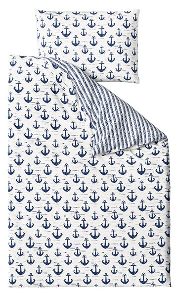 Posteljnina iz polibombaža NAVYSTA POLY modro-bela Dimenzije posteljnine: 70 x 90 cm | 140 x 200 cm