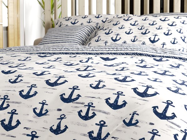 Posteljnina iz polibombaža NAVYSTA POLY modro-bela Dimenzije posteljnine: 70 x 90 cm | 140 x 200 cm