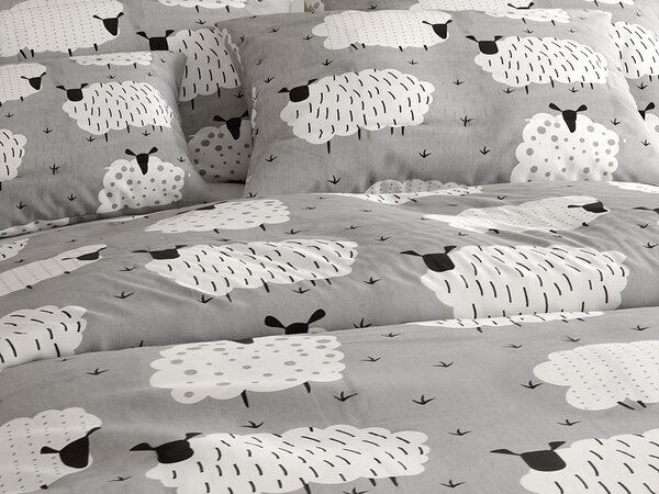 Posteljnina iz polibombaža SHEEP POLY siva Dimenzije posteljnine: 70 x 90 cm | 140 x 200 cm