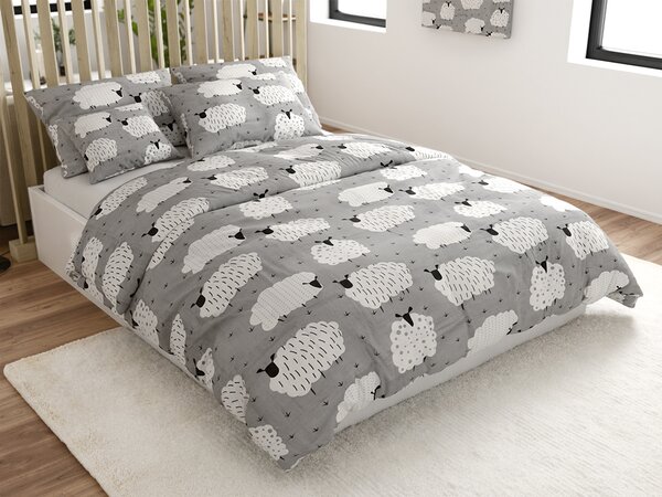Posteljnina iz polibombaža SHEEP POLY siva Dimenzije posteljnine: 70 x 90 cm | 140 x 200 cm