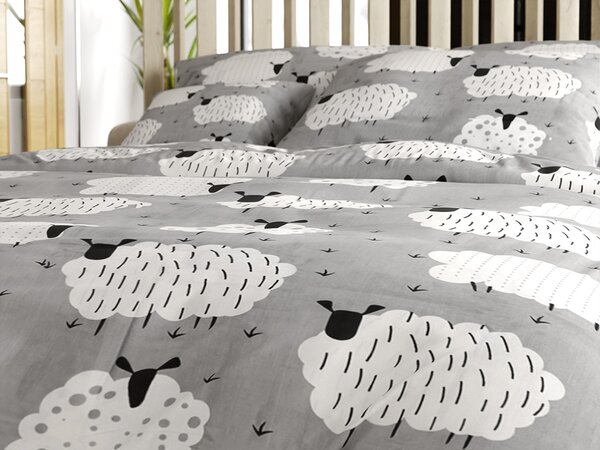 Posteljnina iz polibombaža SHEEP POLY siva Dimenzije posteljnine: 70 x 90 cm | 140 x 200 cm