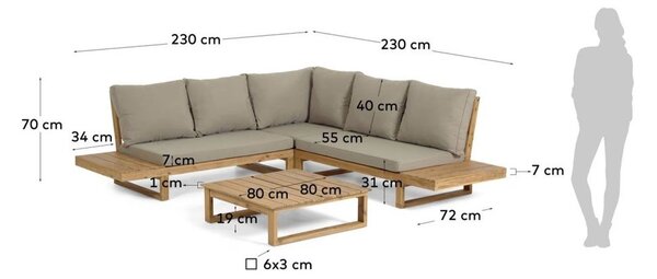 Rjava vrtna garnitura za 5 oseb Flaviina – Kave Home