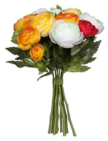 Umetna roža Ranunculus (Višina: 22 cm, Oranžna, Plastika)