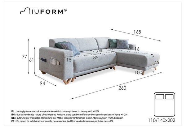 Bež raztegljiva/s prostorom za shranjevanje kotna sedežna garnitura Classy Sophie – Miuform