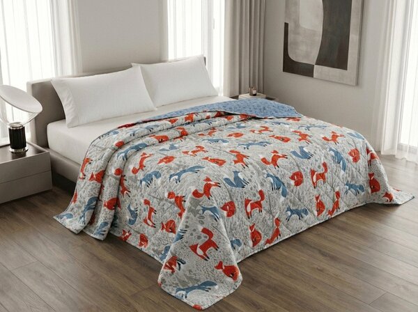 Pregrinjalo za posteljo FOXIVA sivo, 100% bombaž Dimenzije: 170 x 210 cm