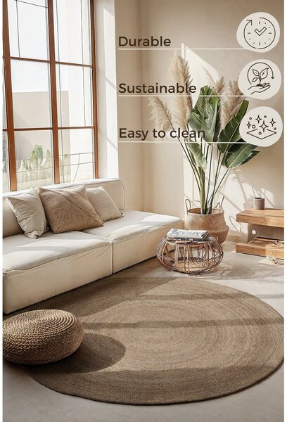 Sivo-bež obojestranska okrogla preproga iz jute ø 100 cm Braided – Hanse Home