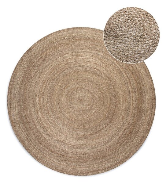 Sivo-bež obojestranska okrogla preproga iz jute ø 100 cm Braided – Hanse Home