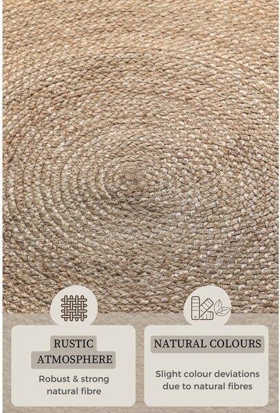 Sivo-bež obojestranska okrogla preproga iz jute ø 100 cm Braided – Hanse Home