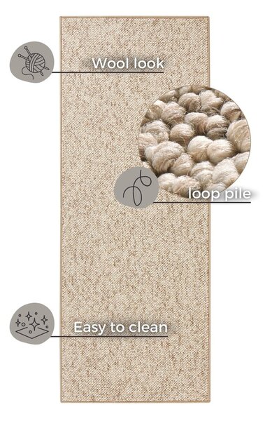Svetlo rjav tekač 80x200 cm Wolly – BT Carpet