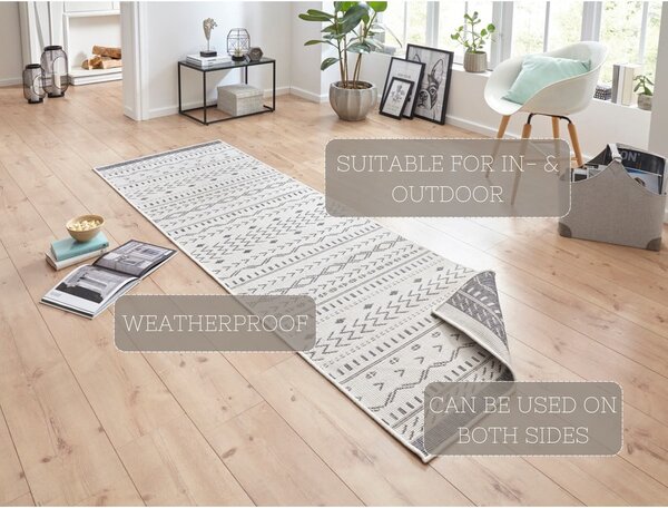 Sivo-krem zunanja preproga NORTHRUGS Kuba, 350 x 80 cm