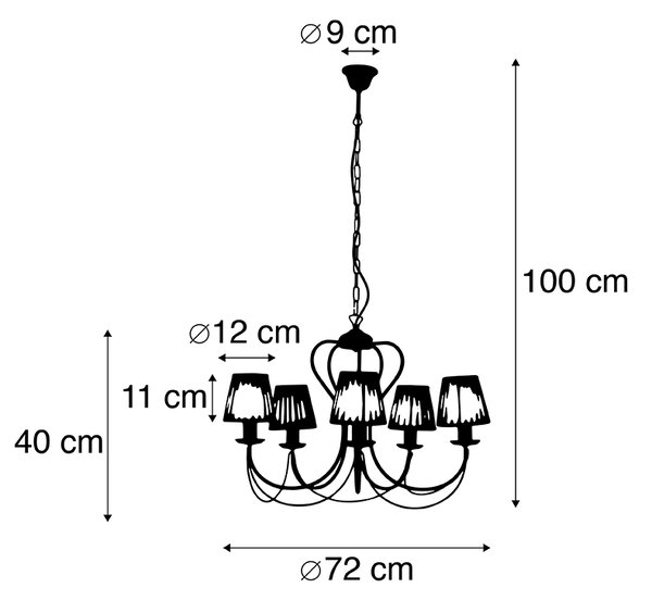 Lestenec taupe s plisirano kremo 5-light - Como