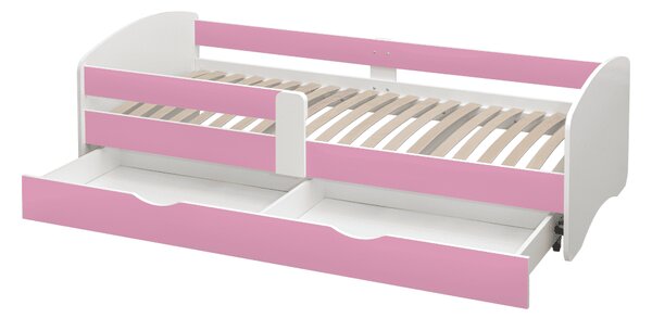 KONDELA Postelja s posteljnim dnom in prostorom za shranjevanje 90x200, bela/roza, COCOLINO