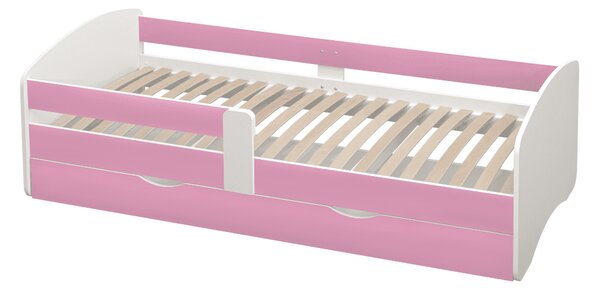 KONDELA Postelja s posteljnim dnom in prostorom za shranjevanje 90x200, bela/roza, COCOLINO