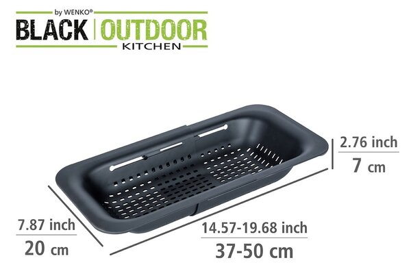 Črno raztegljivo cedilo Wenko Black Outdoor Kitchen Grey