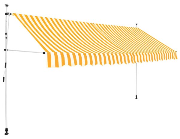 VidaXL Ročno zložljiva tenda 400 cm oranžne in bele črte