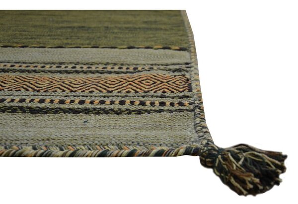 Zeleno-rjava bombažna preproga Webtappeti Antique Kilim, 120 x 180 cm