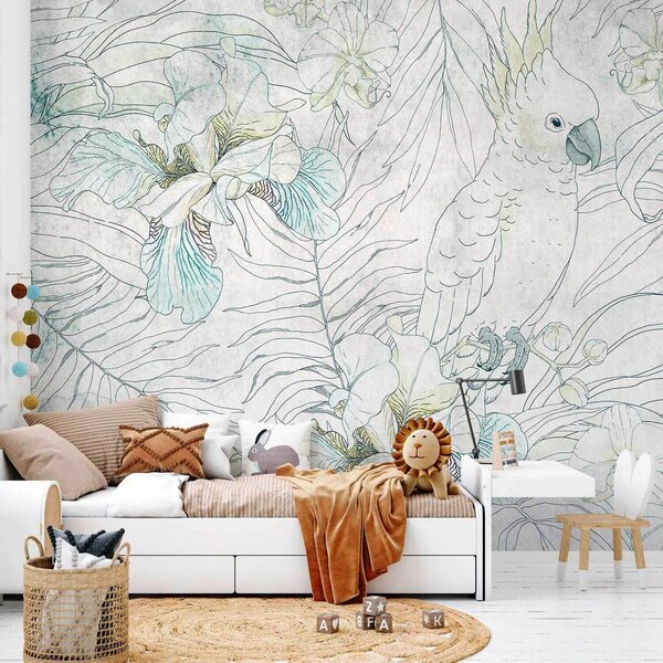 Artgeist Fototapeta Cockatoo In The Garden, 200x140cm