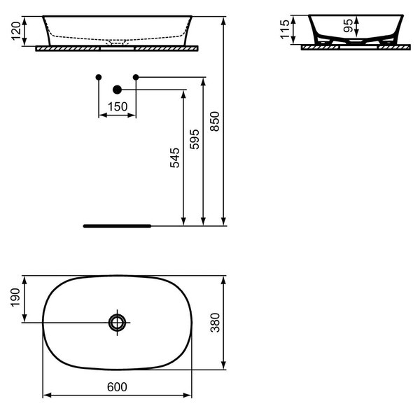 Bel keramičen umivalnik 60x38 cm Ipalyss – Ideal Standard