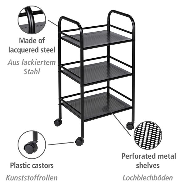 Črn kovinski regal na koleščkih 41x75 cm – Wenko
