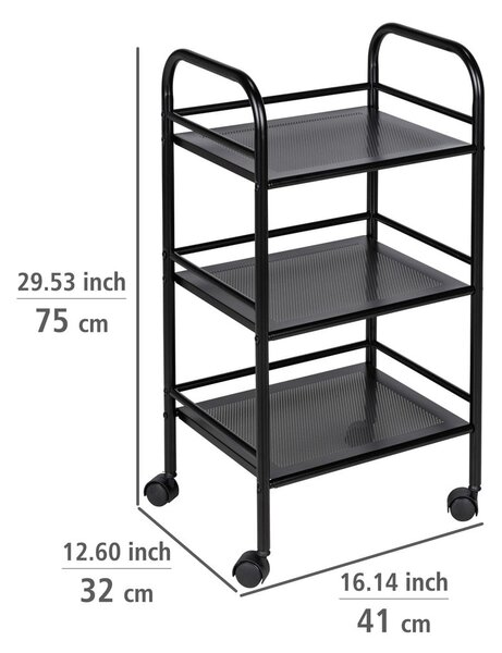 Črn kovinski regal na koleščkih 41x75 cm – Wenko