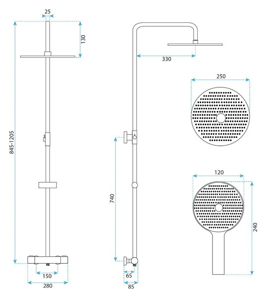 Tuš set s termostatom Rea Drop Brush Copper