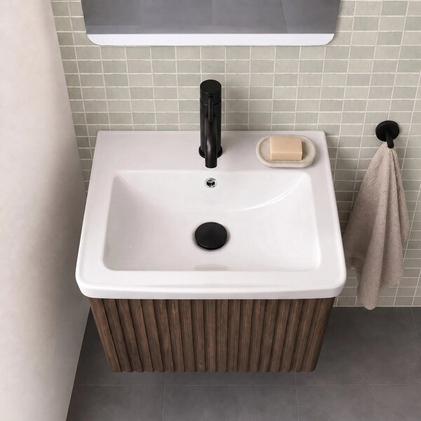 Kopalniška omarica z umivalnikom Rea DB85-50-1 Dark 50cm