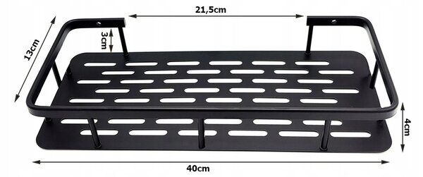 Kopalniška alu polica za tuš kabino 40cm črna