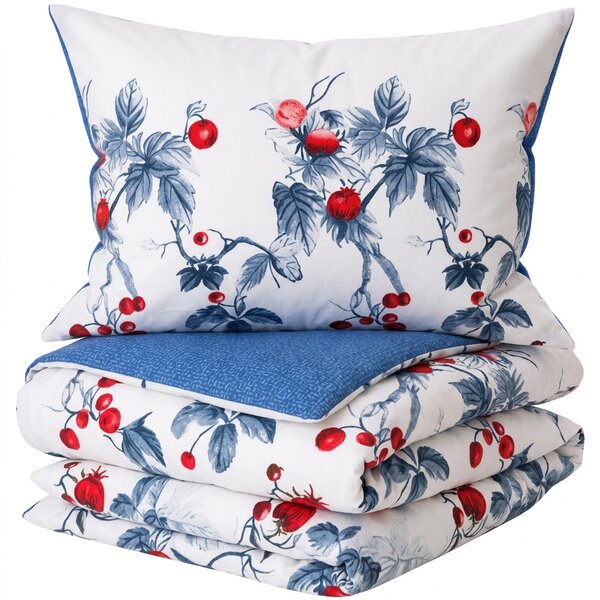 Flanelasta posteljnina iz mikrovlaken BERRY BLOOM belo-modra Dimenzije posteljnine: 70 x 90 cm | 140 x 200 cm