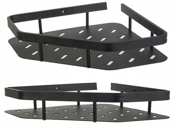 Kotna kopalniška alu polica za tuš kabino 25cm črna