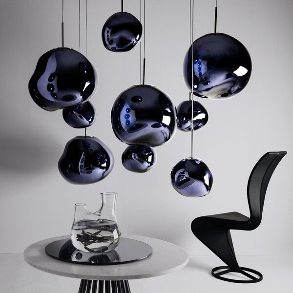 Tom Dixon LED viseča svetilka Melt Mini, Ø 28 cm, dimna, zatemnjen, Siva, Dnevna soba / jedilnica, Plastika, Dizajn