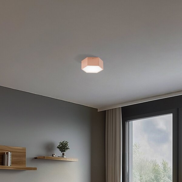 Argon LED stropna svetilka Libre, breskovo rumena, jeklo, 3.000 K, Bež, Dnevna soba / jedilnica, Kovina