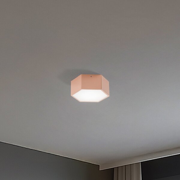 Argon LED stropna svetilka Libre, breskovo rumena, jeklo, 3.000 K, Bež, Dnevna soba / jedilnica, Kovina