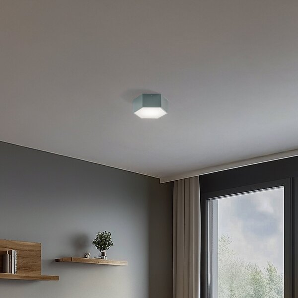 Argon LED stropna svetilka Libre, sivkasto zelena, jeklo, 3.000 K, Zelena, Dnevna soba / jedilnica, Kovina