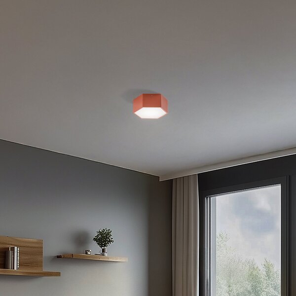 Argon LED stropna svetilka Libre, terakota barva, jeklo, 3.000 K, Rjava / rjasta, Dnevna soba / jedilnica, Kovina