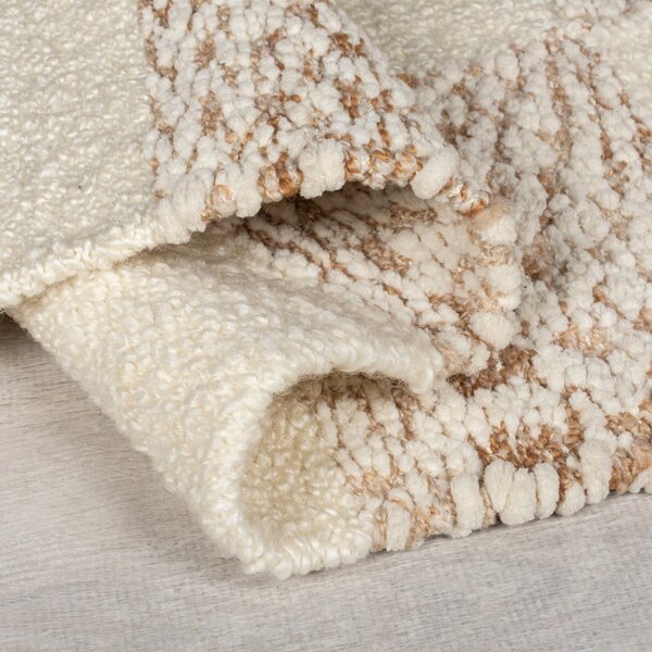 Kremno bela/naravna ročno tkana preproga iz mešanice volne 200x300 cm Eric Checkboard – Flair Rugs