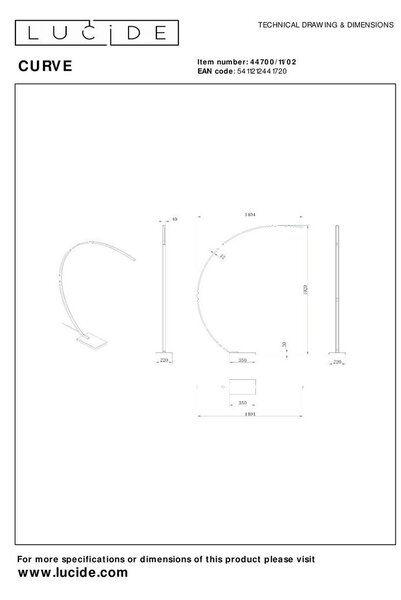 SVETILKA V OBLIKI LOKA CURVE 140.4/22/192 cm